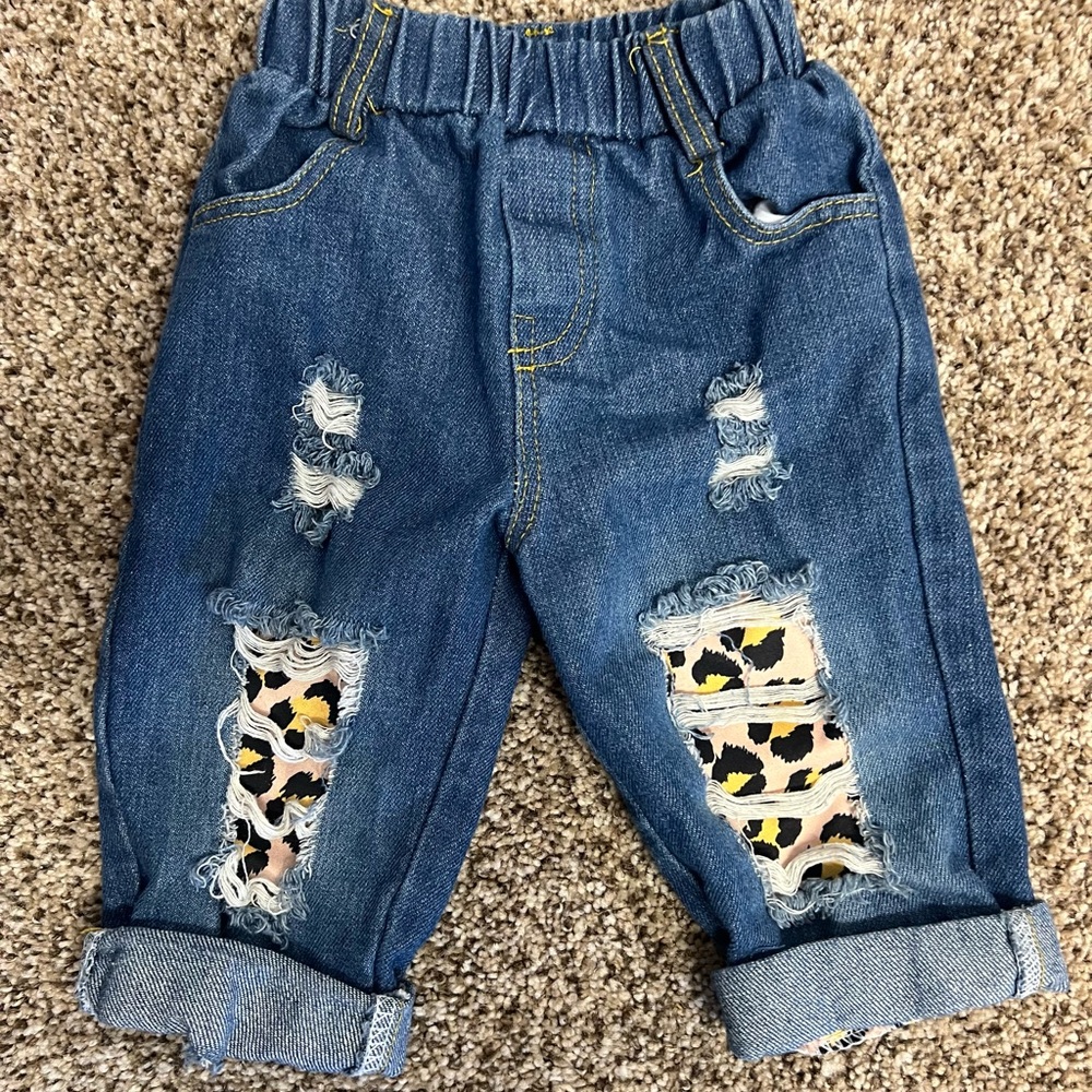Yellow and Blue Distressed Jeans with Playful Patches